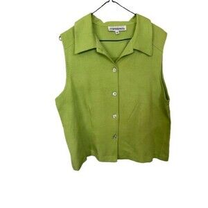 Cynthia Rowley Lime Green Sleeveless Button Front Rayon Top  USA Size M
